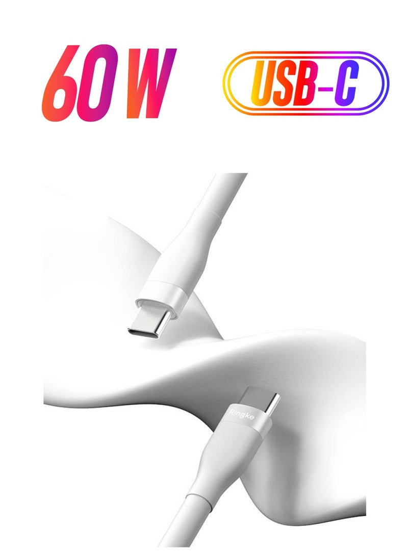 Ringke Fast Charging Pastel Cable USB Type-C To Type-C 2M Long Lasting And Auto Turn Off Charge Once Battery Is Full White - Image 1