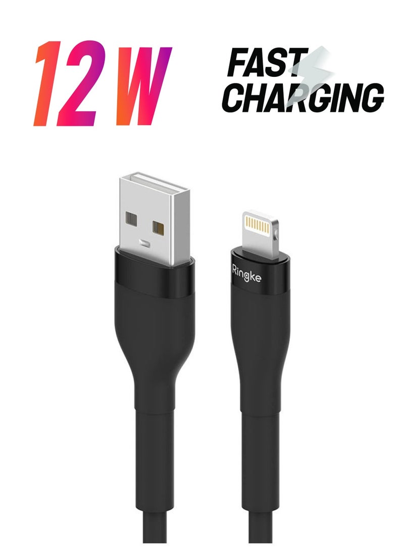 Ringke Fast Charging Pastel Cable USB Type-A To Lightning 1.2M Long Lasting And Auto Turn Off Charge Once Battery Is Full Black - Image 1