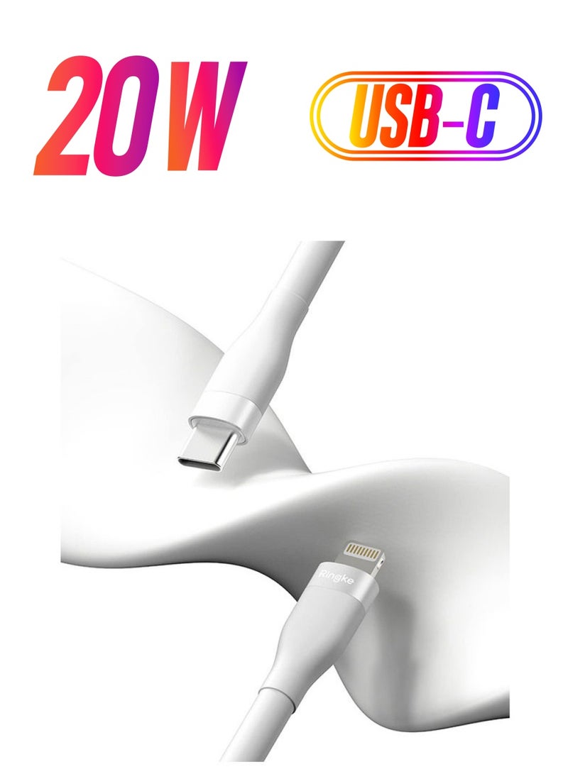 Ringke Fast Charging Pastel Cable USB Type C To Lightning 2m Long Lasting Auto Turn Off Charge Once Battery Is Full White - Image 1