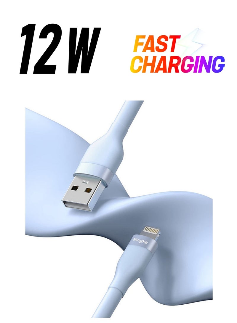 Ringke Fast Charging Pastel Cable USB Type A To Lightning 2m Long Lasting Auto Turn Off Charge Once Battery Is Full Blue  - Image 1