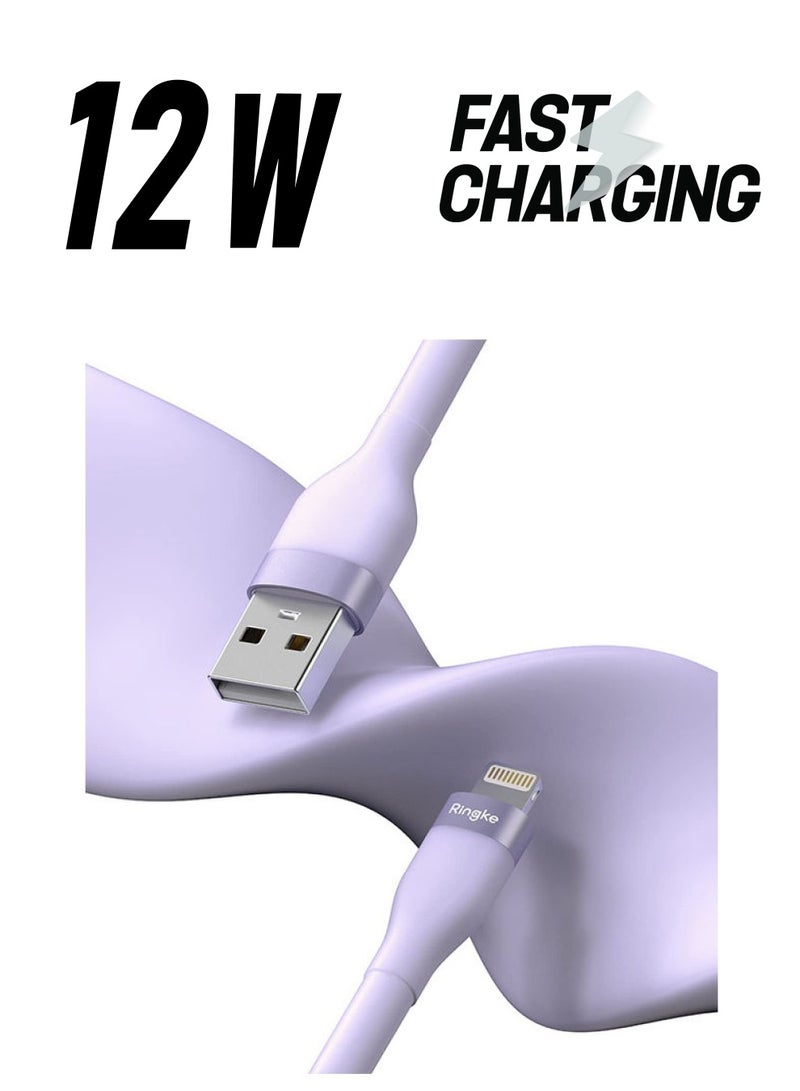Ringke Fast Charging Pastel Cable USB Type A To Lightning 2m Long Lasting Auto Turn Off Charge Once Battery Is Full Purple  - Image 1