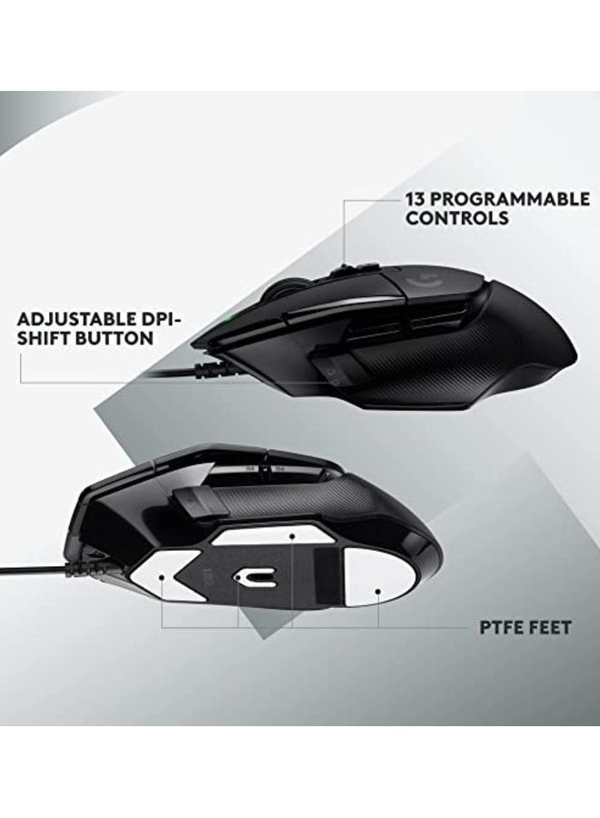 Logitech G502 X Wired Gaming Mouse - LIGHTFORCE hybrid optical-mechanical primary switches, HERO 25K gaming sensor, compatible with PC - macOS/Windows - Black - Image 4