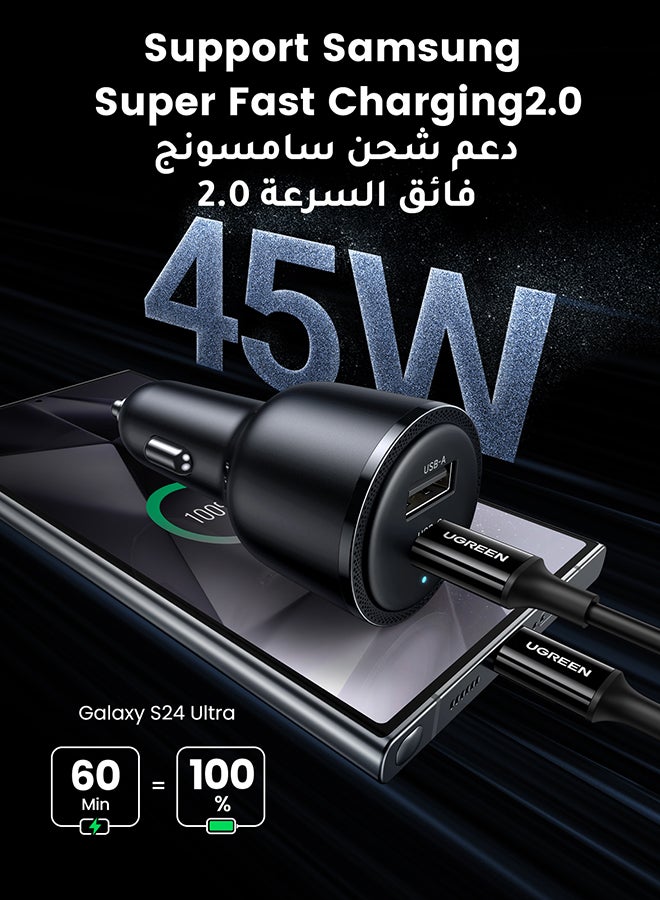 Ugreen - 63W Car Charger Fast Charging iPhone 16 15 Pro Car Power Adapter Dual USB Ports Samsung 45W Fast Car Charger Type C For Galaxy S24 S23 Ultra MacBook Pro Air Xiaomi Apple Watch S10 Airpods 4 Black - Image 1