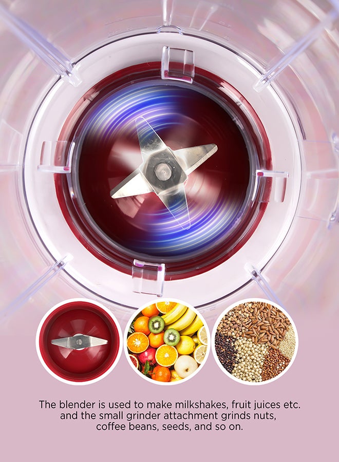 Olsenmark 2-In-1 Juicer Blender Chopper Set 1.8 L OMSB2362N, 650W Powerful Motor With 2 Speed Setting And Pulse, Transparent And Unbreakable Jars With Stainless Steel Blade, Grinder Attachment 1.8 L 650 W OMSB2362N Red - Image 5