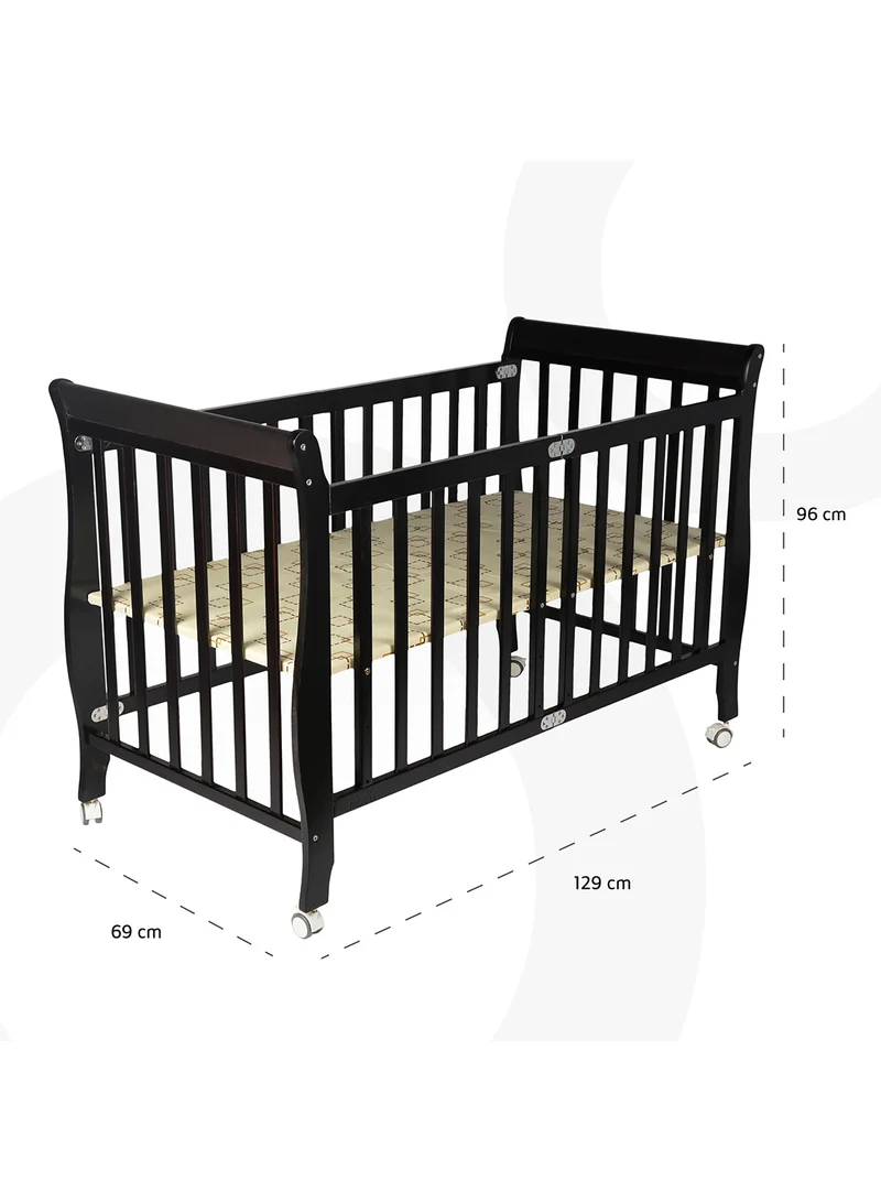 Moon Wooden Foldable Baby Crib 129x69x96 Cm 0 To 4 Years
