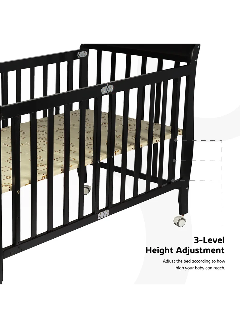 Moon Wooden Foldable Baby Crib 129x69x96 Cm 0 To 4 Years
