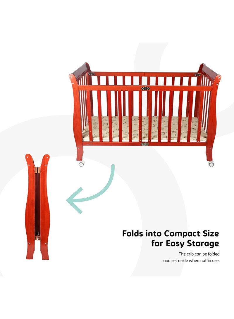Moon Wooden Foldable Baby Crib 129x69x96 Cm  - Image 4