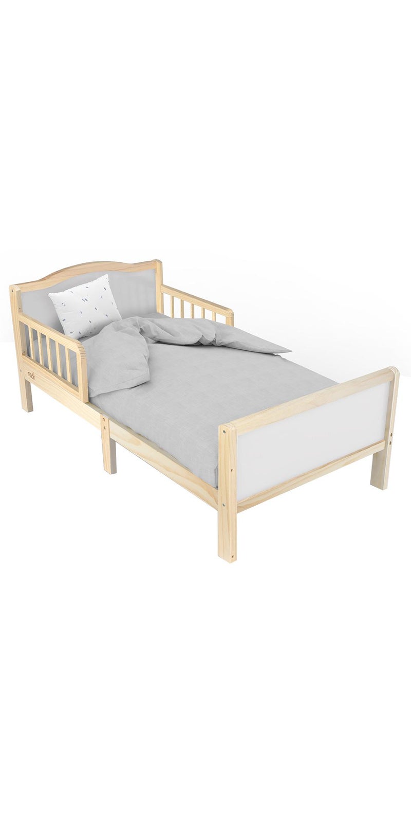 Moon Wooden Toddler Bed(143 X 73 X 60), With Safety Guard Rail, Stylish And Durable, Durable And Decay Resistant, New Zealand Pine Wood,For Toddlers, Upto 50Kg -3-12 Years - Image 1