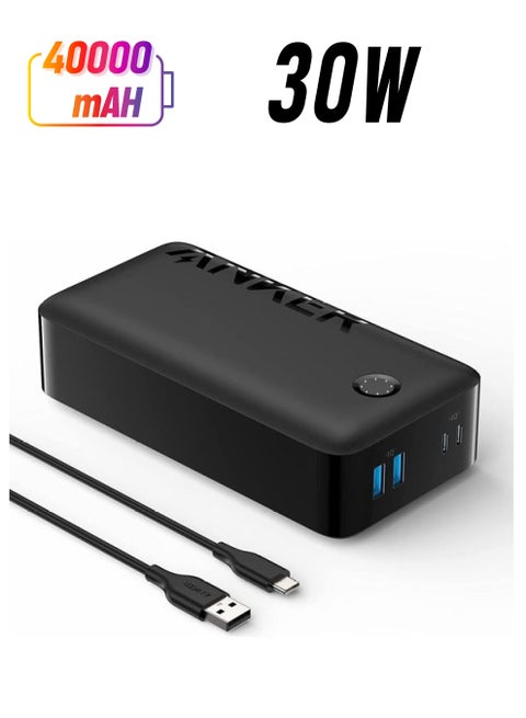 بنك طاقة، شاحن محمول 347 (PowerCore 40K)، حزمة بطارية 40,000 مللي أمبير في الساعة مع شحن عالي السرعة USB-C، لهاتف iPhone 13 / Pro/Pro Max/mini، وSamsung Galaxy، وiPad، وAirPods، والمزيد باللون الأسود أسود