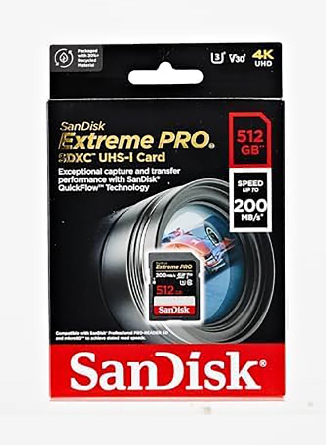Sandisk - 512 GB Extreme Pro SD UHS I Card for 4K Video for DSLR and Mirrorless Cameras 200MB/s Read & 140MB/s Write, Lifetime Warranty SDSDXXD-512G-GN4IN 512 GB - Image 1