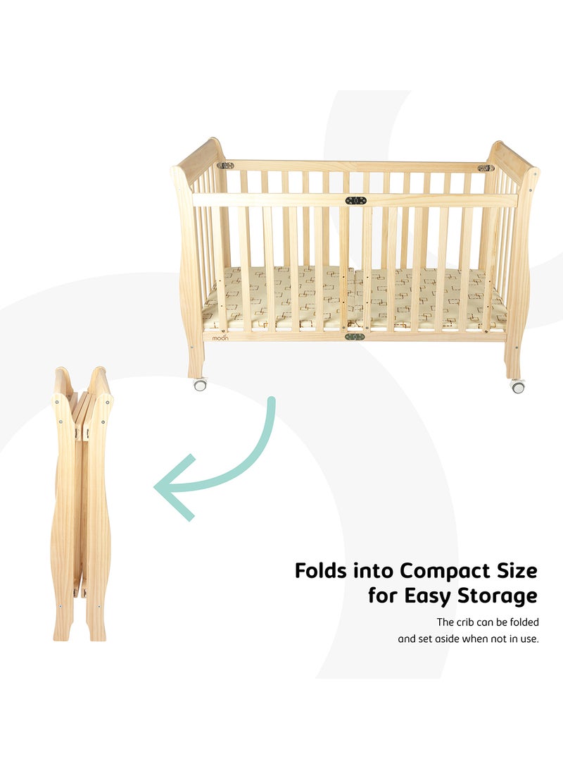 Moon Wooden Foldable Baby Crib 129x69 x96 Cm 0 To 4 Years  - Image 4