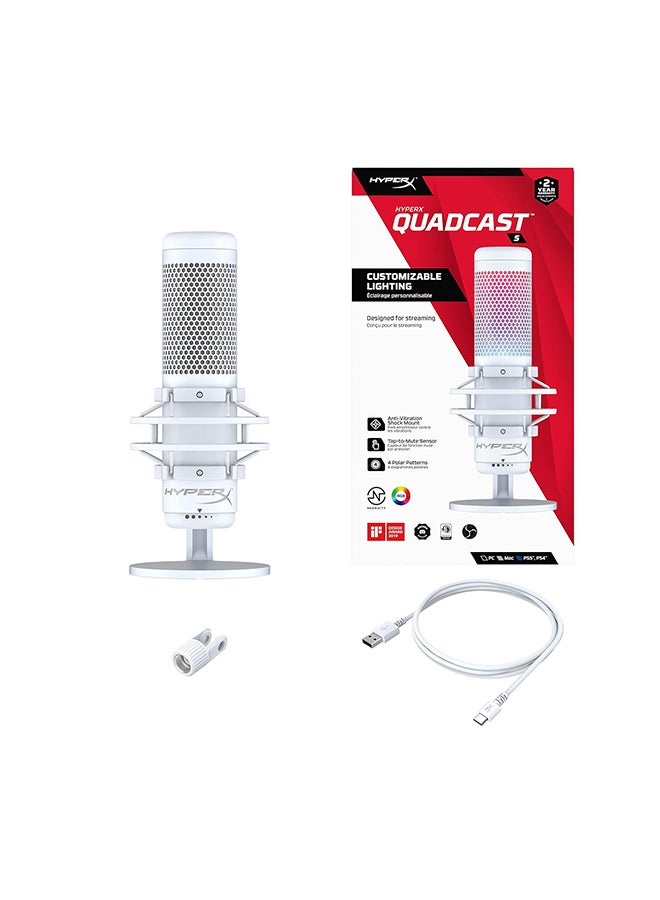 HYPERX - QuadCast S - RGB USB Condenser Microphone For PC, PS4 And Mac, Anti-Vibration Shock Mount, Four Polar Patterns, Pop Filter, Gaming, Streaming, Podcasts, Twitch, YouTube And Discord - Image 1