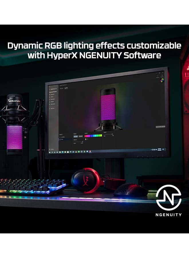 HYPERX QuadCast S – RGB USB Condenser Microphone, For PC / PS4 and Mac, Anti-Vibration Shock Mount, Four Polar Patterns, Pop Filter, Podcasts, Twitch, YouTube, Discord, Gray - White | 519P0AA - Image 2