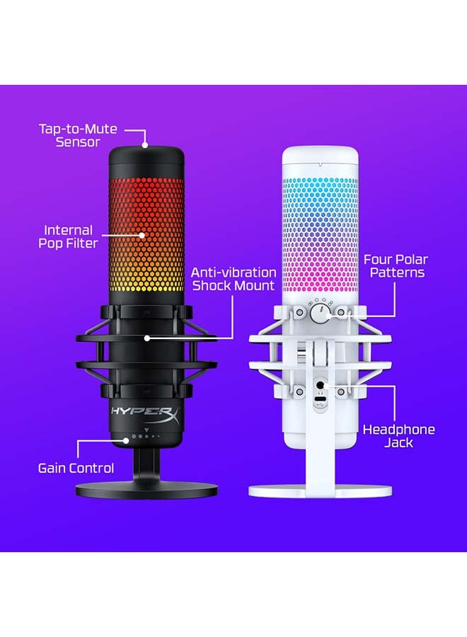 HYPERX QuadCast S – RGB USB Condenser Microphone, For PC / PS4 and Mac, Anti-Vibration Shock Mount, Four Polar Patterns, Pop Filter, Podcasts, Twitch, YouTube, Discord, Gray - White | 519P0AA - Image 3