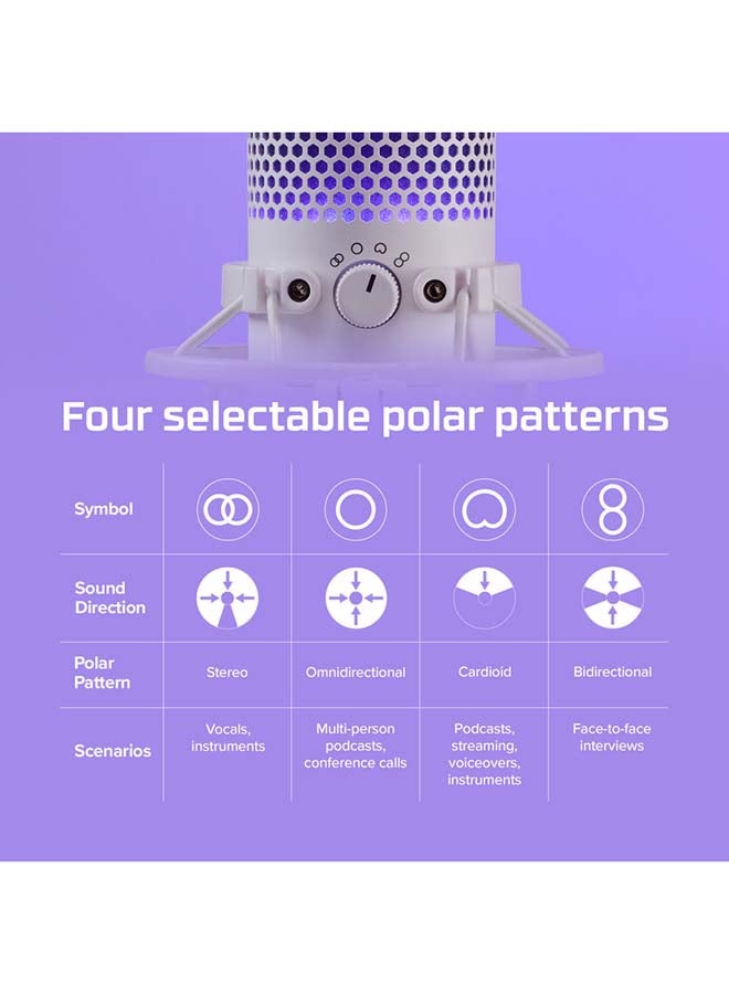 HYPERX QuadCast S – RGB USB Condenser Microphone, For PC / PS4 and Mac, Anti-Vibration Shock Mount, Four Polar Patterns, Pop Filter, Podcasts, Twitch, YouTube, Discord, Gray - White | 519P0AA - Image 5