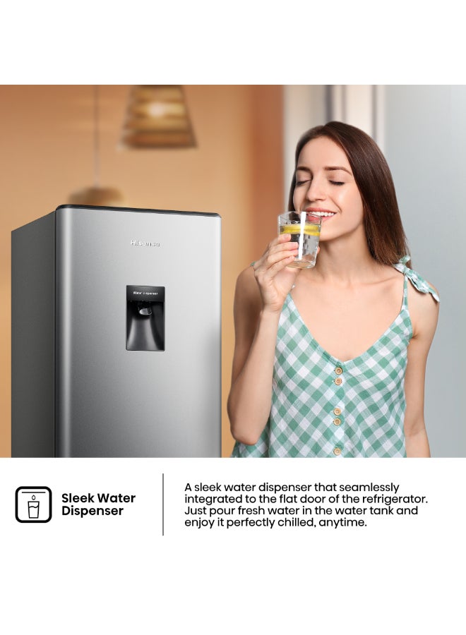 233L Gross/ 177L Net Capacity, Single Door Compact Refrigerator With Water Dispenser RR233N4WSU Silver