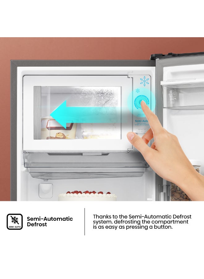 233L Gross/ 177L Net Capacity, Single Door Compact Refrigerator With Water Dispenser RR233N4WSU Silver