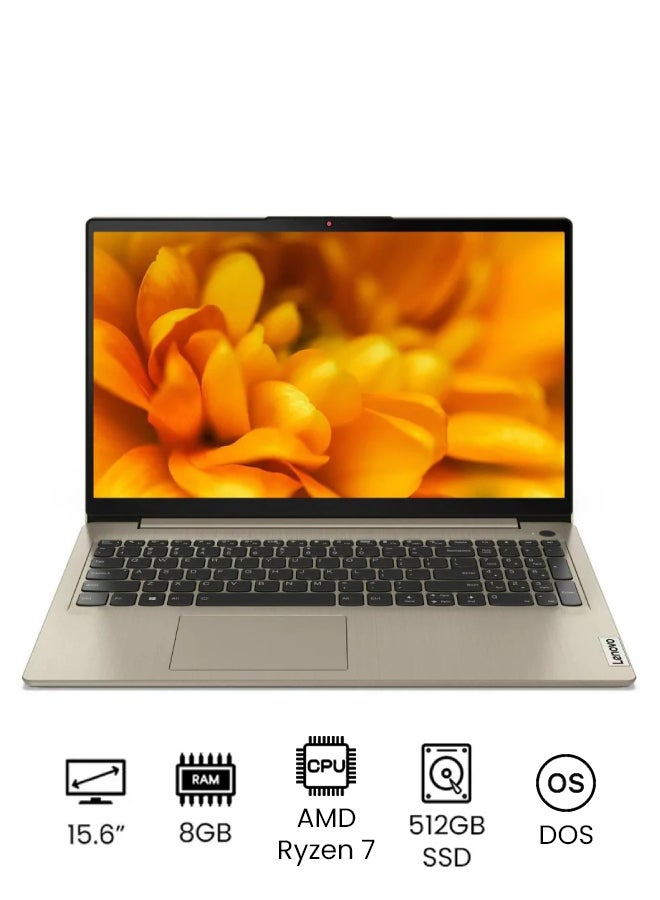 Lenovo IdeaPad 3 15ALC6  (Upgraded Version) Laptop With 15.6-Inch Full HD Display, AMD Ryzen 7 5700U Processor / 8GB RAM / 512GB SSD/ DOS(Without Windows) / AMD Radeon Graphics / Arabic Sand Arabic Sand Arabic Sand  - Image 1