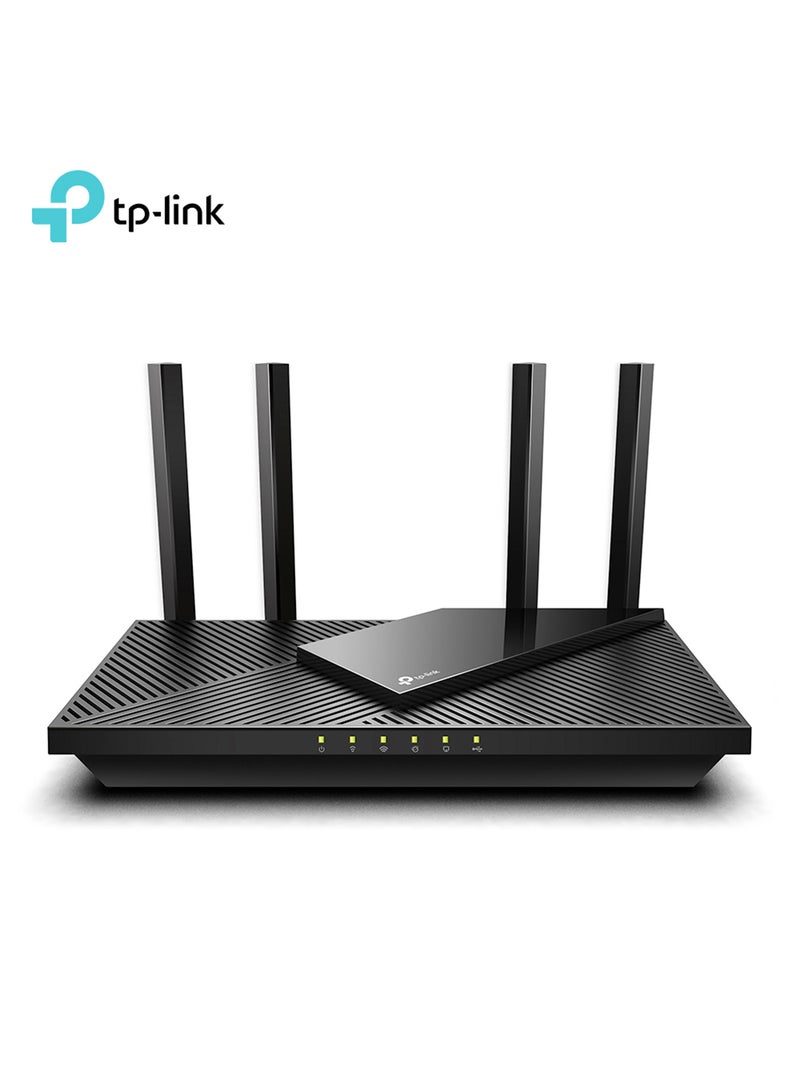 TP-LINK - Archer AX55 AX3000 Dual Band Gigabit Wi-Fi 6 Router, 2402Mbps 5 GHz, 574Mbps 2.4 GHz, 802.11ax, 160MHZ Bandwidth, Dual Band, OFDMA, MU-MIMO, Works with Alexa, Archer AX55 Black - Image 1