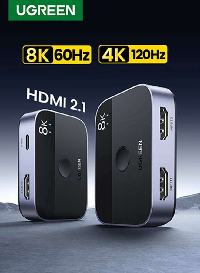 Ugreen - HDMI Bi-directional Switch 8K@60Hz 2 in 1 Out HDMI Switcher Splitter Supports 3D/ CEC/ HDR/ Dolby AC High Speed 48Gbps 4K@120Hz Converter Compatible with PS5/PS4 Fire Stick Xbox Apple TV Blu-Ray Player Black - Image 1