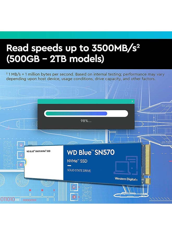 WD - 500GB WD Blue SN570 NVMe Internal Solid State Drive SSD - Gen3 x4 PCIe 8Gb/s, M.2 2280, Up to 3,500 MB/s - WDS500G3B0C 500.0 GB 500 GB - Image 1