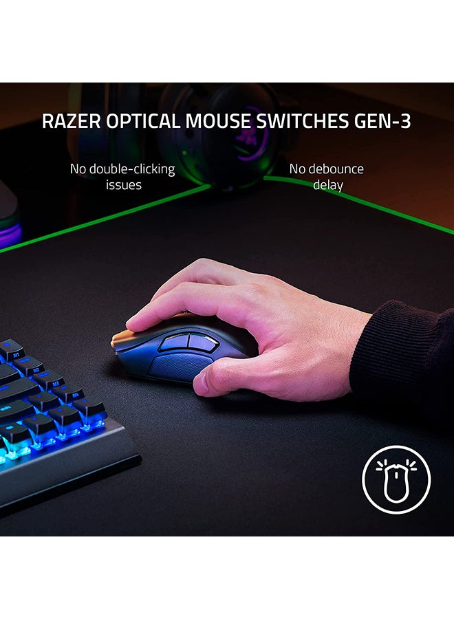 RAZER Naga V2 Pro MMO Wireless Gaming Mouse, 30000 DPI Optical Sensor, 2.4GHz, Bluetooth, Wireless & Wired, 10/14/20 Programable Buttons, 90MClicks, Up to 150H Battery, Black | RZ01-04400100-R3G1 - Image 4