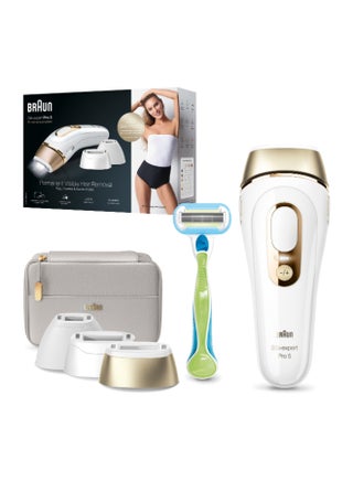 IPL Silk-expert PL5257, hair removal system for use on body and face, 400,000 flashes with 4 extras: Precision head, wide head,razor and premium bag White/Gold - pnsku/N53373938A/45/_/1736840135/9dd2cff2-9be3-4a34-80db-bf6d9bd6243e