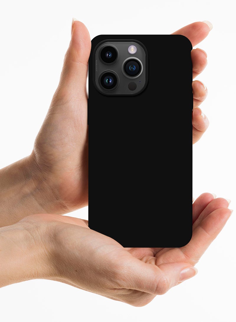 iPhone 14 Pro Max Case Silicone Cover Liquid Gel Soft Ultra Slim Shockproof Back Cover Full Body Protection 6.7 inch Black Black