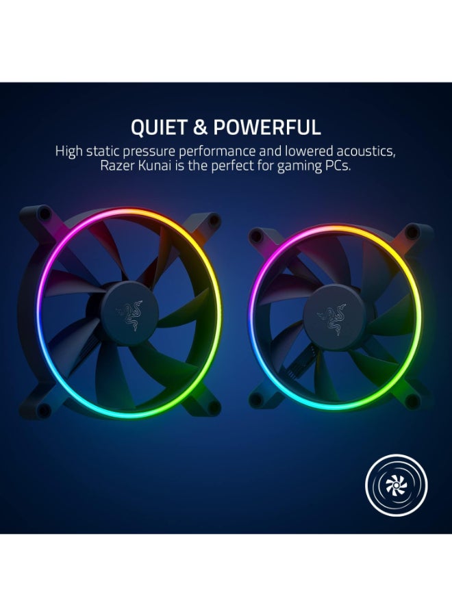 RAZER - Kunai Hydraulic 120MM aRGB PC Fan: Quiet, Powerful aRGB Fan - PWM Fan Controller Support - Powered by Razer Chroma RGB - 1 Fan - Image 1