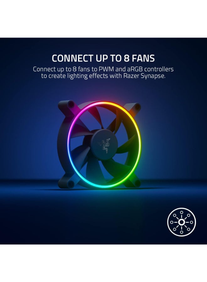 RAZER - Kunai Hydraulic 120MM aRGB PC Fan: Quiet, Powerful aRGB Fan - PWM Fan Controller Support - Powered by Razer Chroma RGB - 1 Fan - Image 1