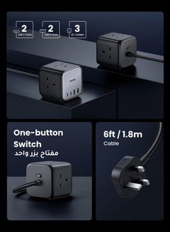 Ugreen Nexode GaN 65W USB C Charger 7 in 1 DigiNest Cube Charger Station 4 Port USB Fast Charger Plug Multiple Power Strip With  3AC Outlets 1.8M Extension Cord For Mobile iPhone 16 15 Series Desktop Home Black  - Image 2