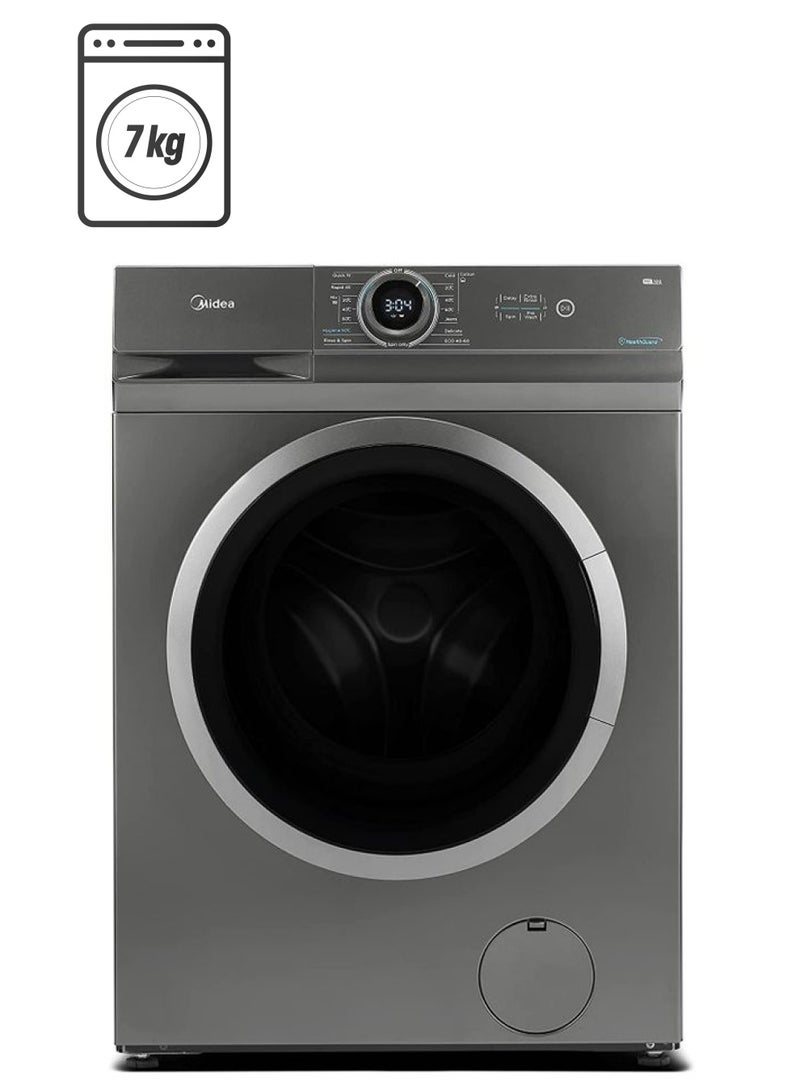 Midea - 7 Kg Front Load Fully Automatic Washing Machine With BLDC Inverter Motor,  Lunar Dial, 1400 RPM, 15 Programs,  Integrated Digital Control-LED Display, Multiple Temperature 7 kg MF100W70BTGCC Titanium - Image 1
