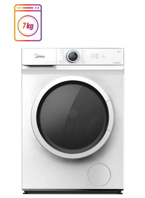 7KG Front Load Washing Machine with BLDC Inverter Motor, 1400 RPM, 15 Programs, Fully Automatic Washer with Lunar Dial, Integrated Digital Control-LED Display, Multiple Temperature 7 kg 7 kg MF100W70BW-GCC White