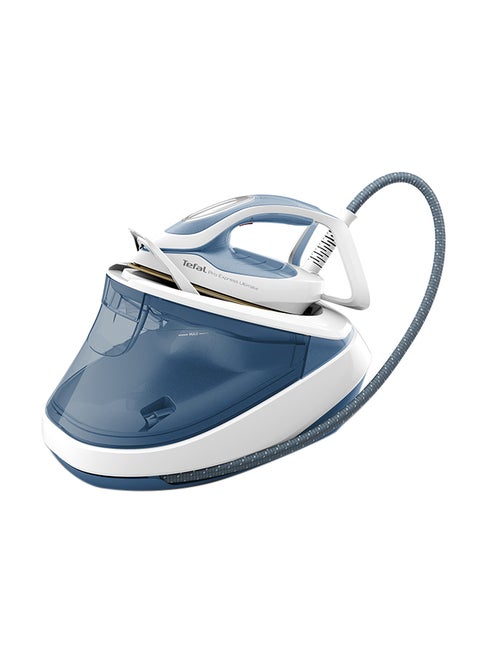 Steam Station | Pro Express Ultimate II | Steam Generator Iron Steamer | Durilium Airglide Soleplate | Anti scale | Auto off | 1.2 L 2830 W GV9710M0 Blue & White