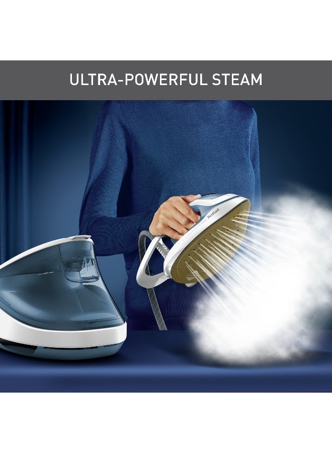 Tefal Steam Station | Pro Express Ultimate II | Steam Generator Iron Steamer | Durilium Airglide Soleplate | Anti scale | Auto off | 1.2 L 2830 W GV9710M0 Blue & White - Image 3