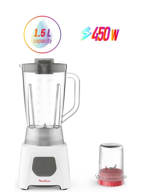 Moulinex Blendeo Blender With Grinder, 1.5 L, 1.5 L 450 W LM2B2127 Gray / White