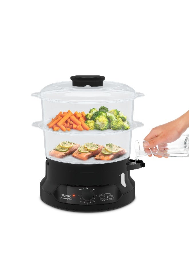 تيفال طباخ بخار صغير الحجم، نظام تخزين صغير الحجم وقابل للتكديس، طهي صحي، أوعية خالية من مادة BPA، مؤقت لمدة 60 دقيقة، إعادة التعبئة أثناء التبخير، سعة كبيرة 6.0 لتر 800.0 وات VC139865 أسود 6 L 800 W VC139865 أسود - Image 3