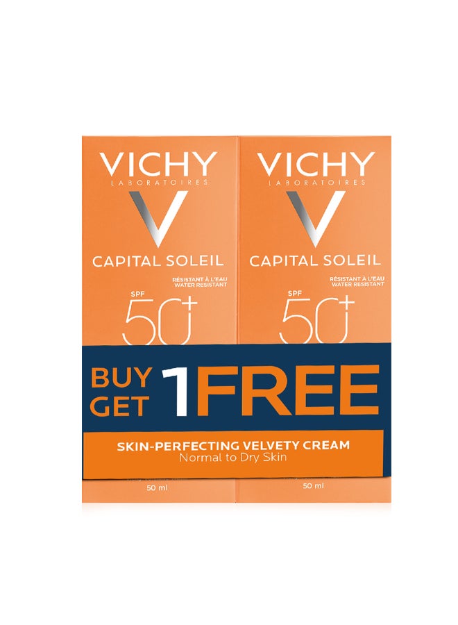 VICHY - Capital Soleil Velvety SPF50+ Buy 1 Get 1 Free Sunscreen For Normal To Dry Brown - Image 1