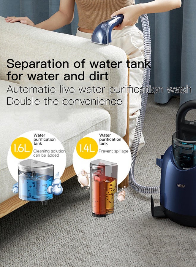 Deerma - Professional Expert Deep Spot Cleaner Ultimate 1.6L Carpet & Upholstery Cleaning Solution with 850W Power, Advanced Stain Removal Technology, Powerful Suction, Large Removable Water Tanks, Versatile Anywhere Cleaning & Hot Rinsing Spray 1.6 L 850 W BY200 Blue - Image 1