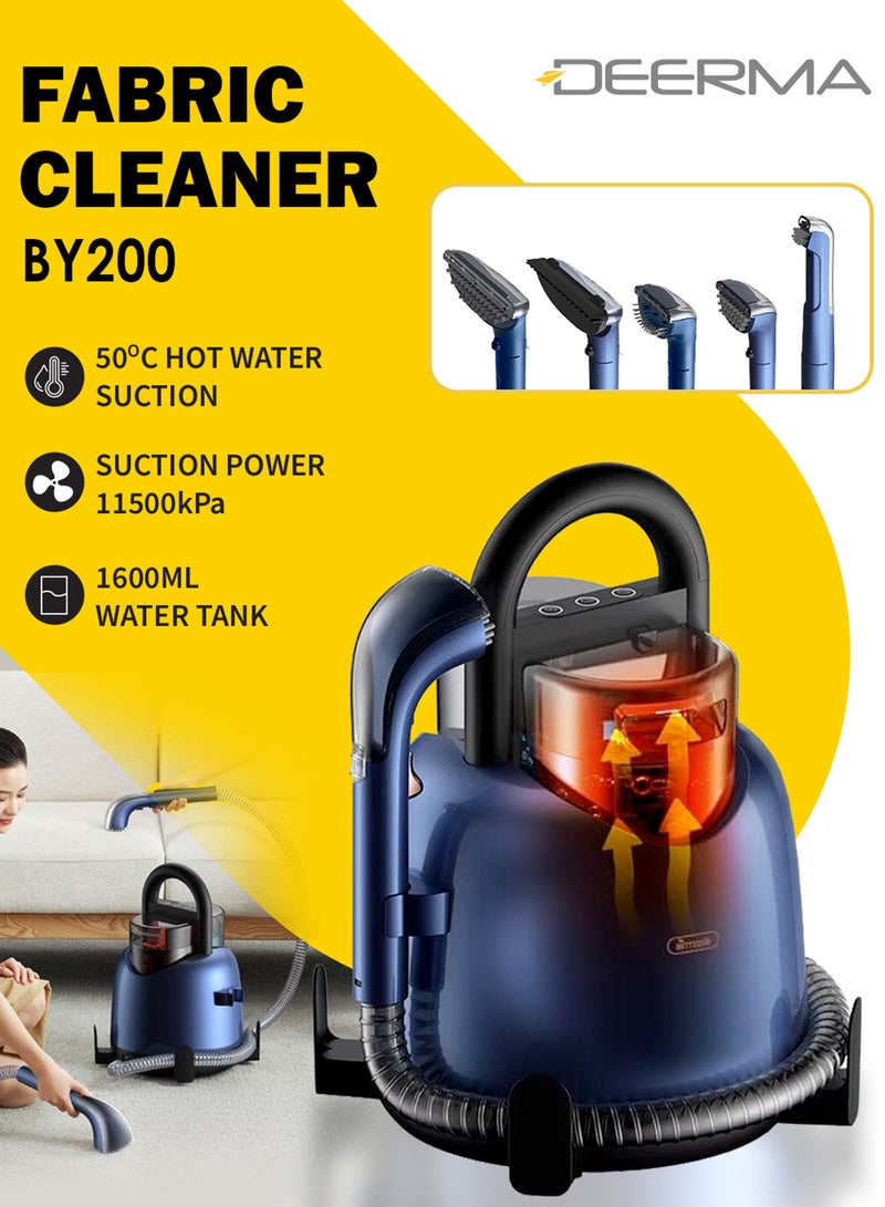 Deerma Professional Expert Deep Spot Cleaner Ultimate 1.6L Carpet & Upholstery Cleaning Solution with 850W Power, Advanced Stain Removal Technology, Powerful Suction, Large Removable Water Tanks, Versatile Anywhere Cleaning & Hot Rinsing Spray 1.6 L 850 W BY200 Blue  - Image 1