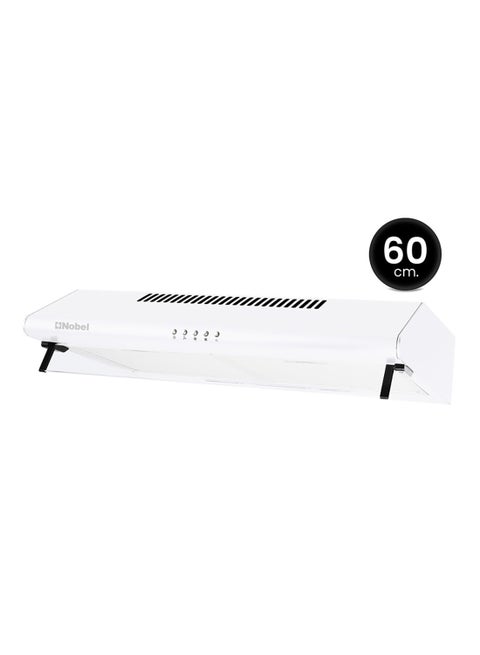 60 cm Built-in Hood, Slim Design with White Painting, Push Button, 3 Speeds, 3-Layer Aluminum Filter with Metal Handle, 2x40W Normal Lamp Bulb, Powerful 65W Motor, 220m3/h, Efficient Kitchen Ventilation Solution NCH60W White
