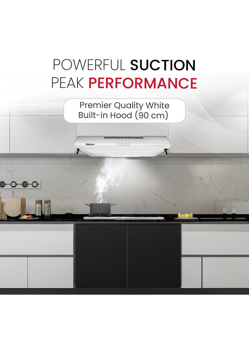 Nobel Builtin Hoods 90Cm Slim 3 Speed 220 Aluminum And Carbon Filter NCH90W White  - Image 3