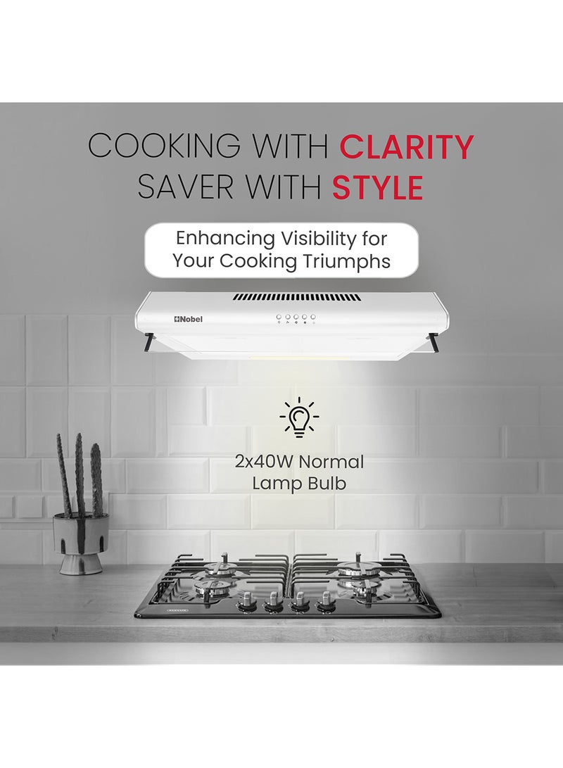 Nobel Builtin Hoods 90Cm Slim 3 Speed 220 Aluminum And Carbon Filter NCH90W White  - Image 2