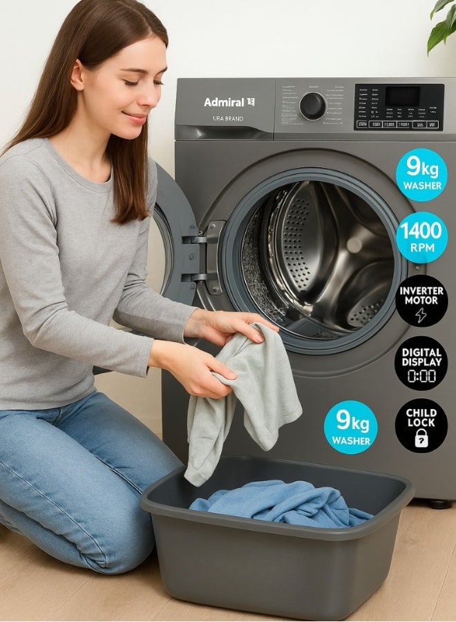 Admiral ADFW914SCP 9kg Front Load Fully Automatic Washing Machine with Inverter Motor, 1400 RPM Spin Speed, LED Digital Display, Multiple Fabric Care Programs, Energy Efficient Operation & Elegant Silver Finish – Ideal for Modern Homes 9 kg ADFW914SCP Silver - Image 3