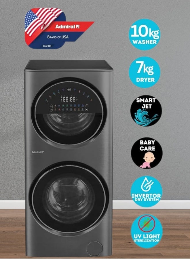 أدميرال غسالة ملابس مركزية 7 كجم ومجفف - Image 2