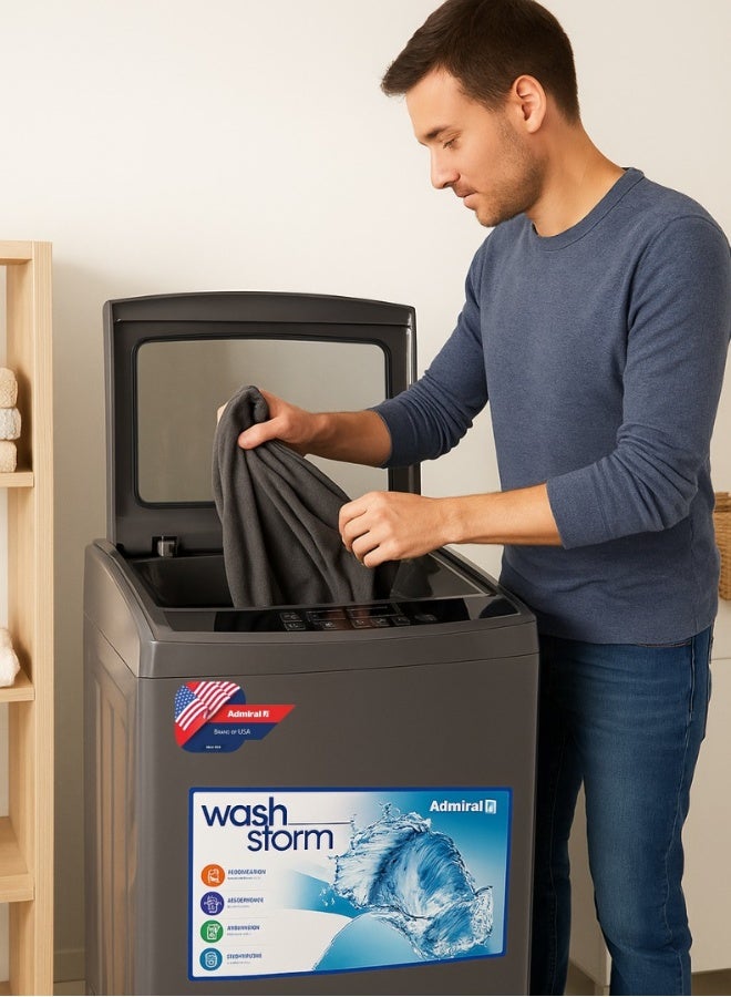 Admiral 12 kg Top‑Load Fully Automatic Washing Machine with Digital LED Display, 6 Basic Wash Programs, Auto‑Power‑Off, Stainless Steel Drum, Child‑Lock & Energy‑Efficient Operation — Sleek Silver Finish-ADTW12XUSCP1 12 kg ADTW12XUSCP1 Silver - Image 3