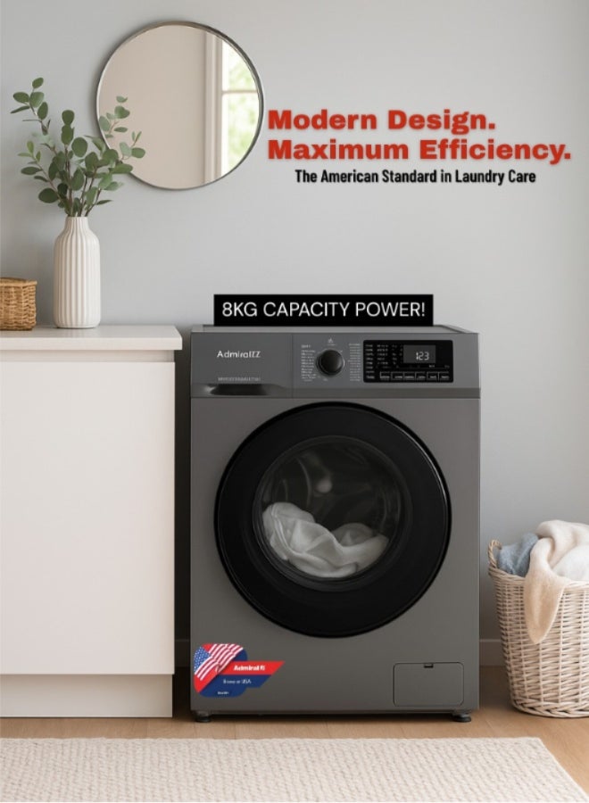 Admiral 8 kg Front‑Load Fully Automatic Washing Machine with 1200 RPM Spin, LED Display, 15 Wash Programs, Auto‑Restart, Child‑Lock & Stainless Steel Drum – Elegant Silver Finish-ADFW812SCP 8 kg ADFW812SCP Silver - Image 5