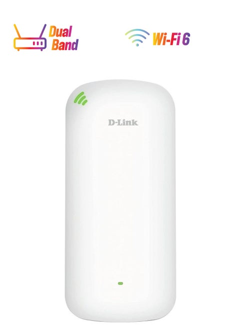 AX1800 Mesh Wi-Fi 6 Range Extender, Dual Band, With Up To 1800 Mbps, 2000Sq Ft. Coverage, MU-MIMO, Gigabit Ethernet Port, Wi-Fi Security WPA3, Wall Plug Design | DAP-X1860 White