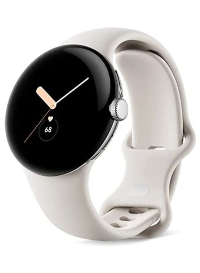 جوجل Pixel Android Smartwatch مع Fitbit Activity Tracking Heart Rate Case من الفولاذ المقاوم للصدأ حجر السج النشط باند WiFi أبيض أبيض - Image 1