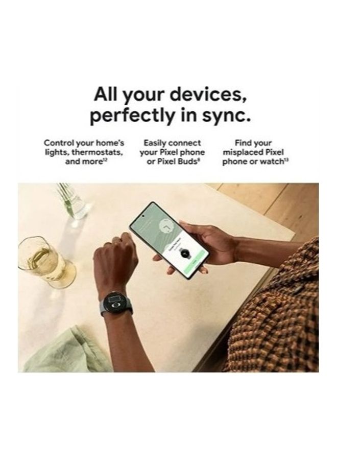 جوجل Pixel Android Smartwatch مع Fitbit Activity Tracking Heart Rate Case من الفولاذ المقاوم للصدأ حجر السج النشط باند WiFi أبيض أبيض - Image 5